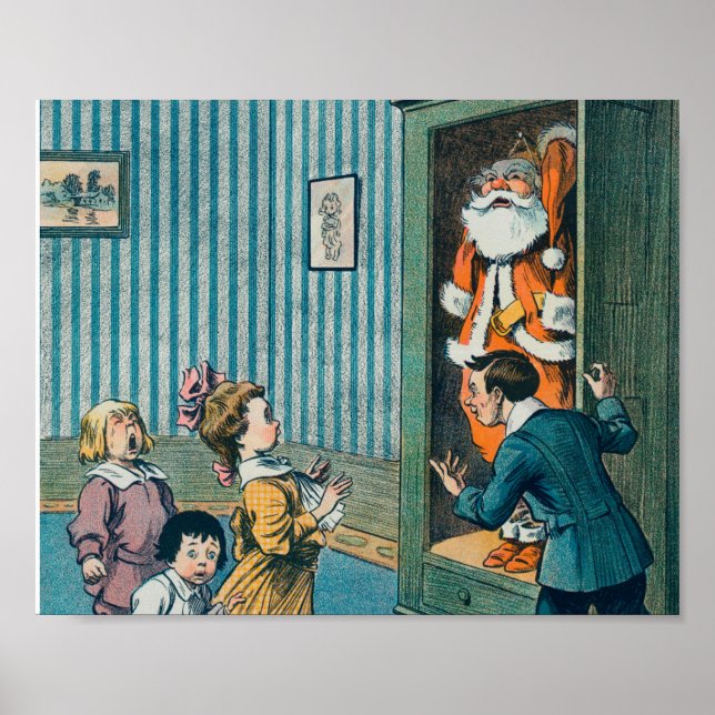 Funny santa claus vintage art holiday  poster (Front)