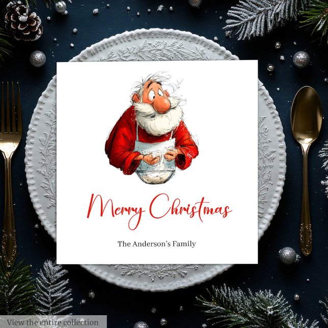 Funny Santa Claus Watercolor Christmas Dinner  Napkin (Funny Santa Claus Watercolor Christmas Dinner Napkins

)