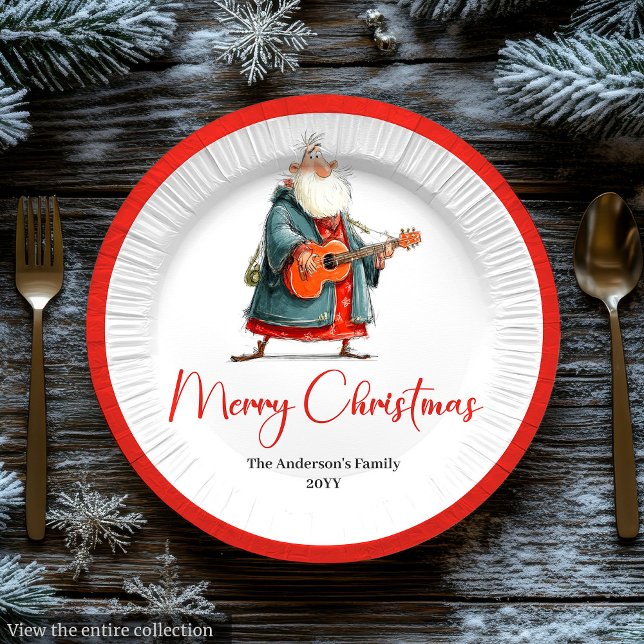 Funny Santa Claus Watercolor Christmas Plates (Funny Santa Claus Watercolor Christmas Plates)