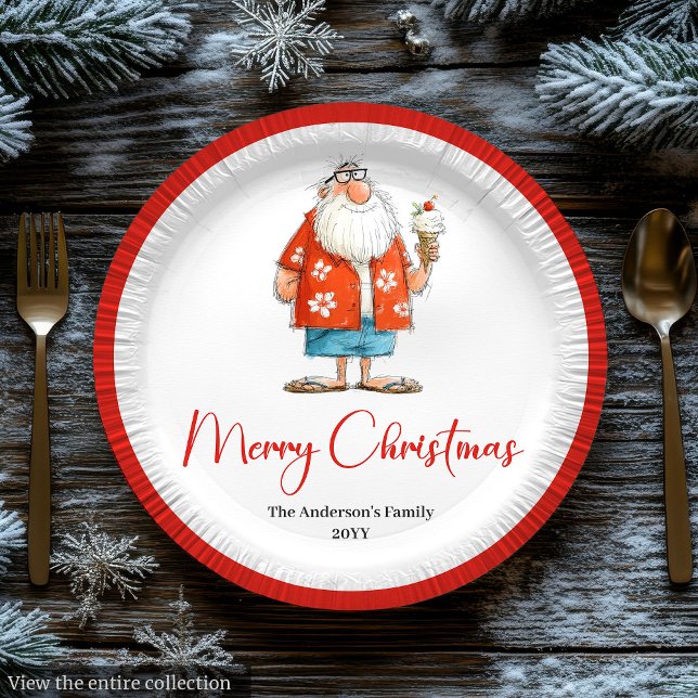 Funny Santa Claus Watercolor Holiday Plates (Funny Santa Claus Watercolor Holiday Plates)
