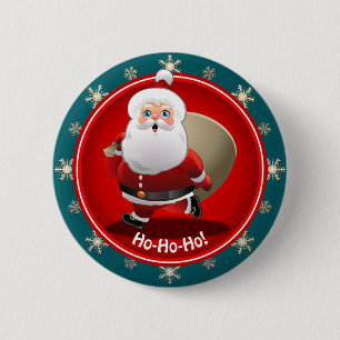 Funny Santa Claus With A Sack Full Of Gifts 6 Cm Round Badge