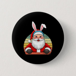 Funny Santa Claus With Bunny Ears For Christmas An 6 Cm Round Badge