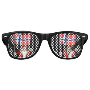 Funny Santa Claus With Flag Of Norway Retro Sunglasses