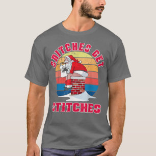 Funny Santa Claus Xmas Family Pyjamas Snitches Get T-Shirt