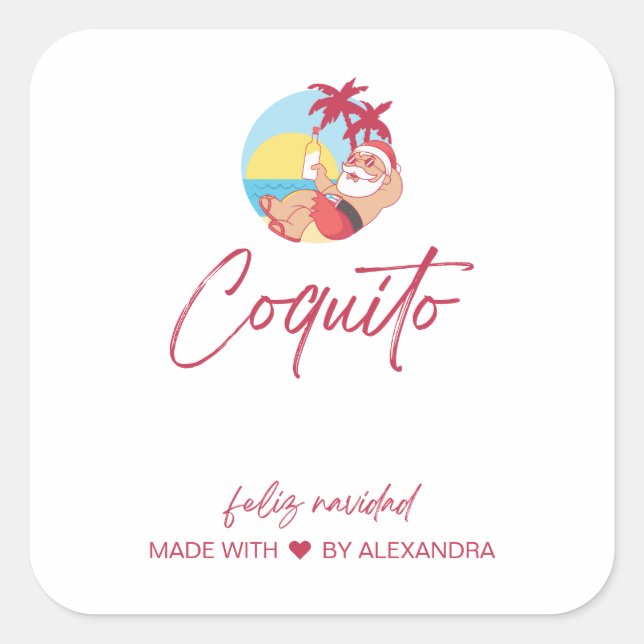 Funny Santa Coquito Food and Beverage Label Set (Front)