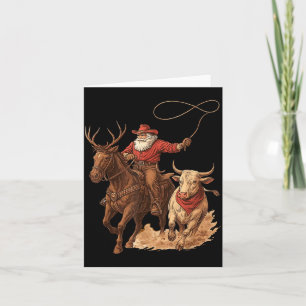 Funny Santa Cowboy Rodeo Reindeer Western Horse Ro Card