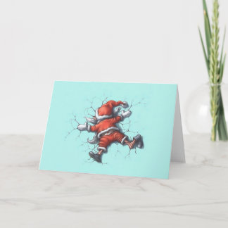 Funny Santa Crash into Christmas Card