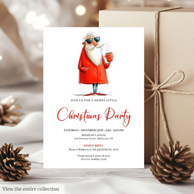 Funny Santa Custom Holiday Cocktail Invitation (Funny Santa Custom Holiday Cocktail Invitation)