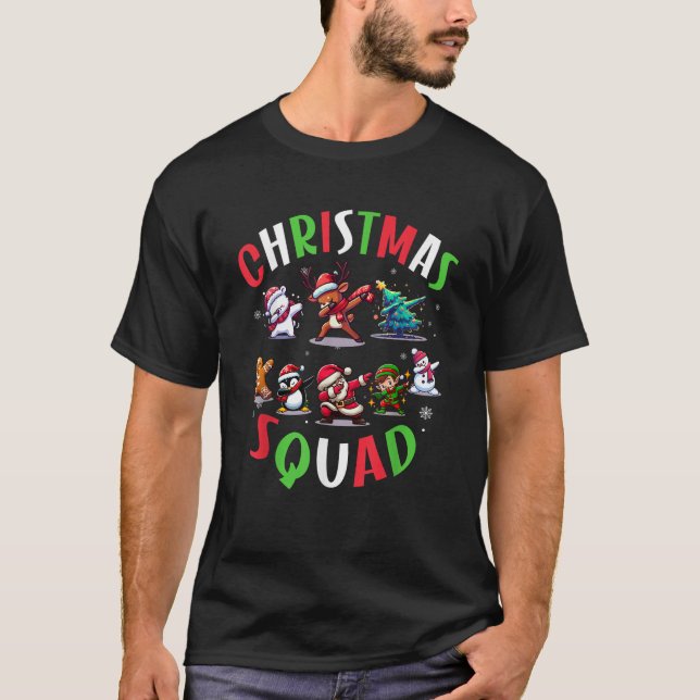 Funny Santa Dabbing Elf Christmas Squad Matching F T-Shirt (Front)