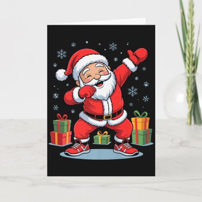 Funny Santa Dancing Holiday Christmas Xmas Pajama  Card (Front)