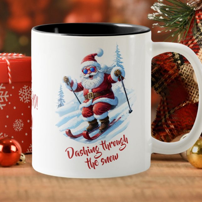 Funny Santa Dashing Through the Snow Christmas Mug (Creator Uploaded)