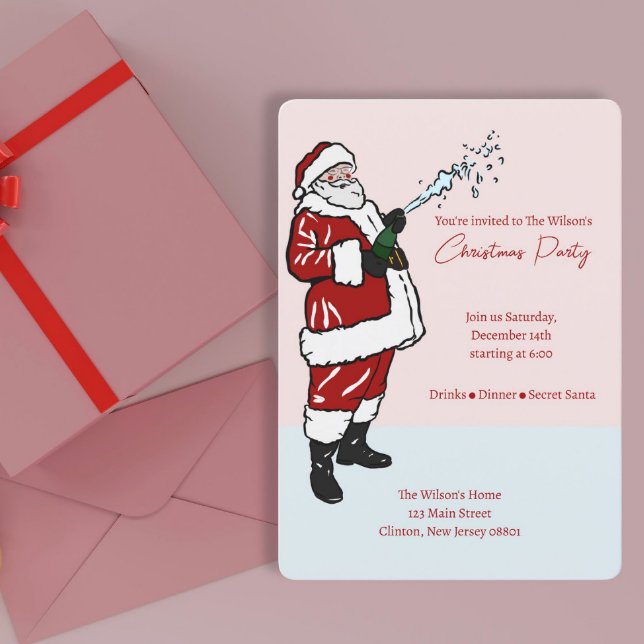 Funny Santa Dinner Party Christmas Invitation   (Creator Uploaded)