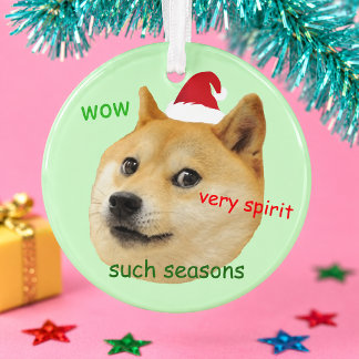 Funny Santa Doge Meme Shiba Inu Such Seasons Ornament