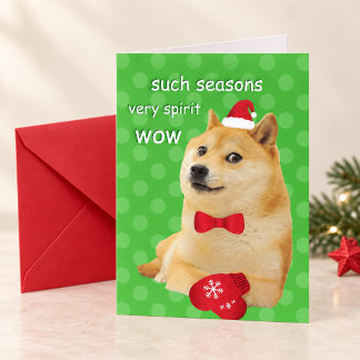 Funny Santa Doge Meme Such Seasons Very Spirit Holiday Card