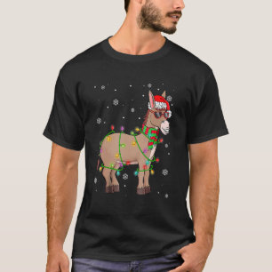 Funny Santa Donkey Christmas Lights Donkey Xmas Ho T-Shirt