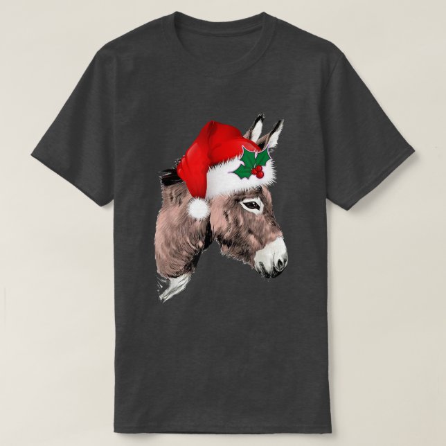Funny Santa Donkey Christmas Xmas Holiday  T-Shirt (Design Front)