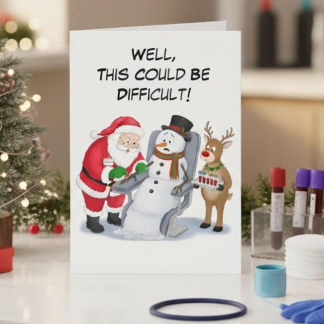 Funny Santa Drawing Blood Phlebotomist Card (Creator Uploaded)