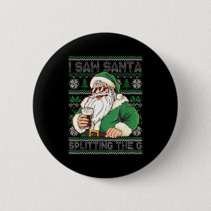 Funny Santa Drinking Beer Splitting G Christmas Ad 6 Cm Round Badge