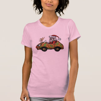 Funny Santa driving Rudolph car t-shirt design