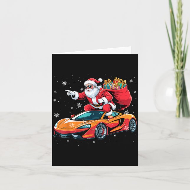 Funny Santa Driving Srt Car Xmas Pajama Christmas  Card (Front)