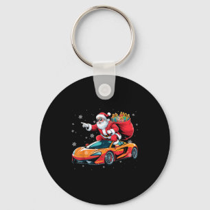 Funny Santa Driving Srt Car Xmas Pajama Christmas Key Ring