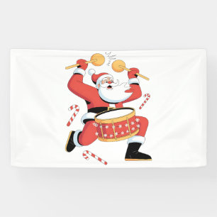 Funny Santa Drummer Ugly Christmas Xmas Drumming Banner