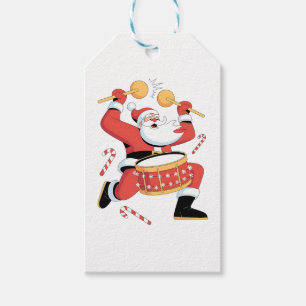 Funny Santa Drummer Ugly Christmas Xmas Drumming Gift Tags