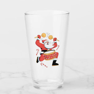 Funny Santa Drummer Ugly Christmas Xmas Drumming  Glass