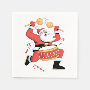 Funny Santa Drummer Ugly Christmas Xmas Drumming Napkin