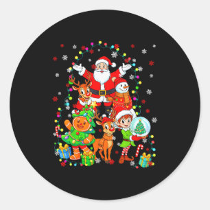 Funny Santa Elf Snowman Reindeer Gingerbread Chris Classic Round Sticker