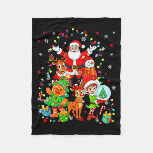 Funny Santa Elf Snowman Reindeer Gingerbread Chris Fleece Blanket