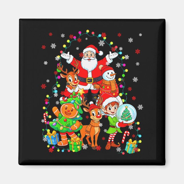 Funny Santa Elf Snowman Reindeer Gingerbread Chris Magnet (Front)