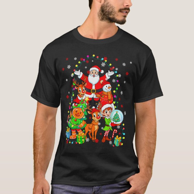 Funny Santa Elf Snowman Reindeer Gingerbread Chris T-Shirt (Front)