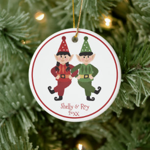 Funny Santa Elves Ornament with Names