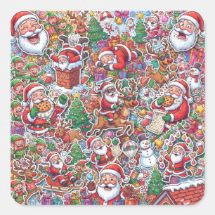 Funny Santa Expressions Christmas Sticker Bomb Pat
