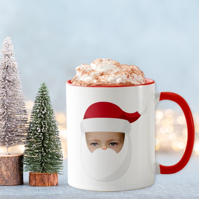 Funny Santa Face Christmas Mug (Santa Photo Holiday Mug)