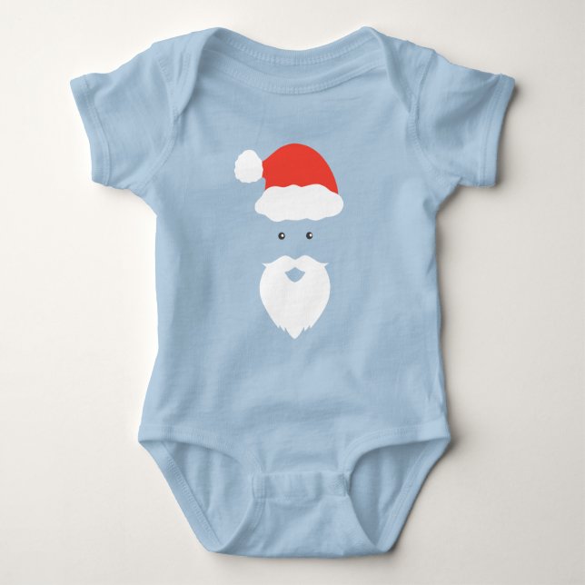 Funny Santa Face happy Merry Christmas Xmas family Baby Bodysuit (Front)