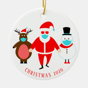 Funny Santa Face Mask Personalized Christmas 2020 Ceramic Tree Decoration
