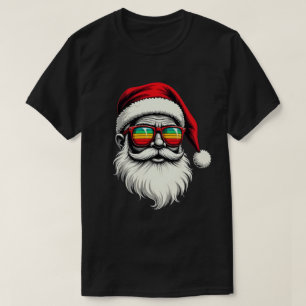Funny Santa Face Retro Sunglasses Christmas  T-Shirt