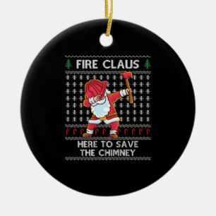 Funny Santa Firefighter Ugly Christmas Santa Claus Ceramic Tree Decoration