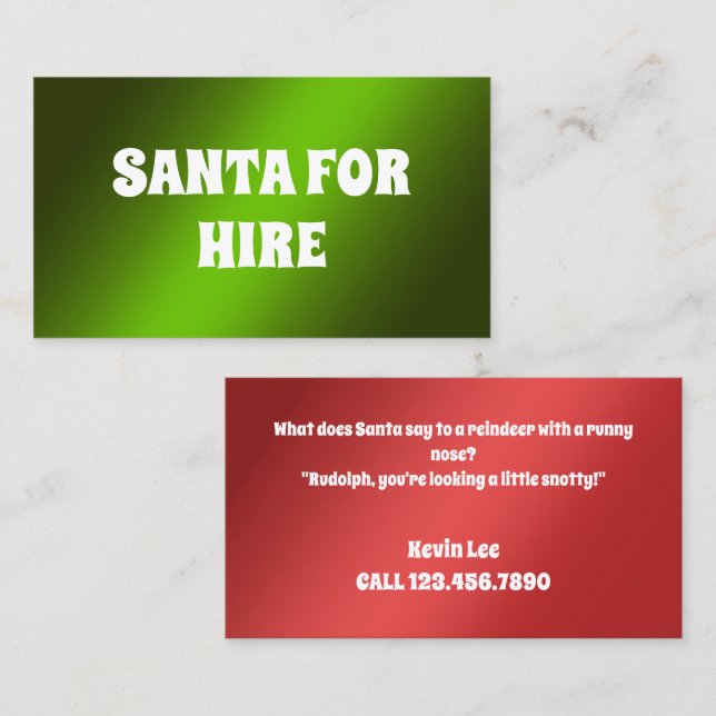 Funny Santa for Hire Business Card (Front/Back)