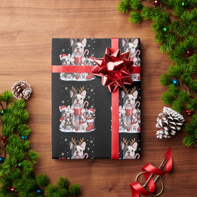Funny Santa French Bulldog Dogs Christmas Xmas  Wrapping Paper (Holiday Gift)