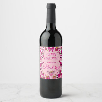 Funny Santa Friendsmas Christmas Party Wine Label