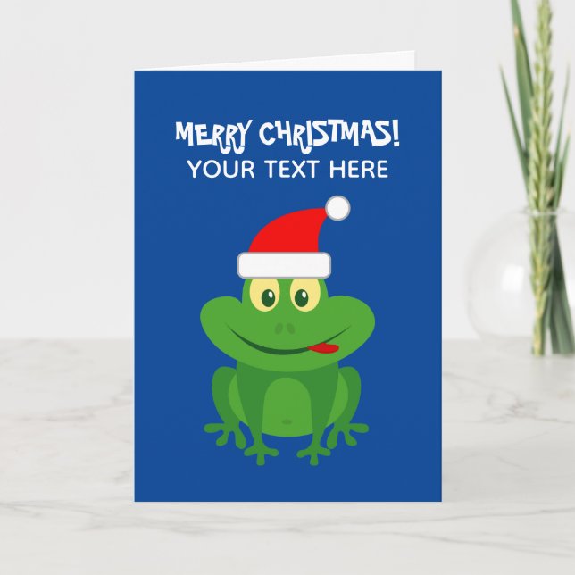 Funny santa frog cartoon Merry Christmas Holiday Card (Front)
