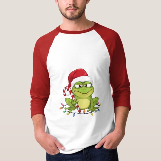 Funny Santa Frog Christmas Shirt - Cute Frog with  (Front)