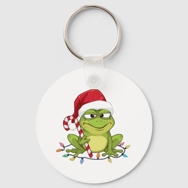 Funny Santa Frog Christmas Shirt - Cute Frog with  Key Ring (Front)