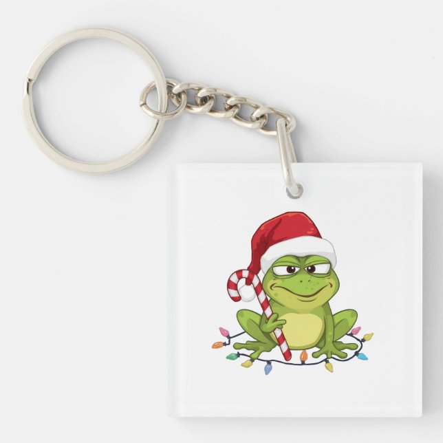 Funny Santa Frog Christmas Shirt - Cute Frog with  Key Ring (Front)
