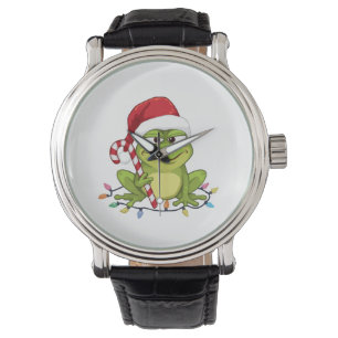 Funny Santa Frog Christmas Shirt - Cute Frog with  Watch