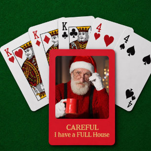 Funny Santa Full House Photo Gift  Playing Cards
