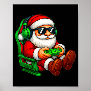 Funny Santa Gaming Gamer Pajamas Pjs Christmas Xma Poster